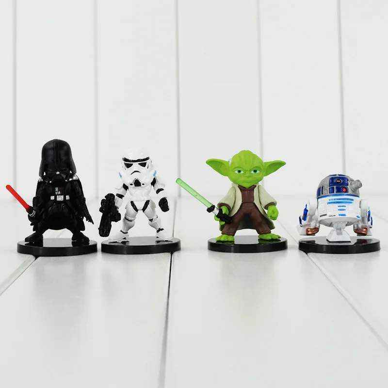 4 шт. 5 шт. Звездные войны Дарт Вейдер Мастер Йода R2-D2 робот белые солдатики ПВХ Фигурки Модель Коллекция игрушек отличный подарок для детей