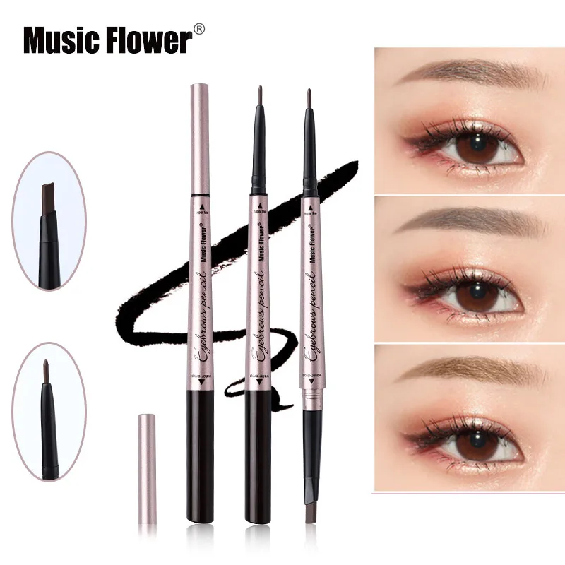 Music Flower брендовая косметика для глаз, 4 цвета, двойная головка, карандаш для бровей, брови, натуральный тон, водостойкая, стойкая, шелковистая косметика