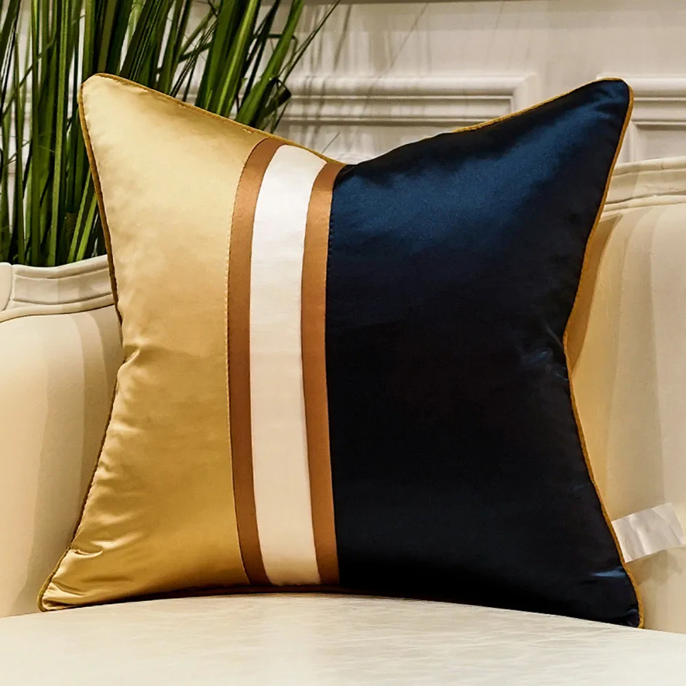 Avigers Luxury Patchwork Modern Cushion Covers with Tassels Throw Pillow Cases Home Decorative Pillowcases 45 x 45 50 x 50 - Color: D