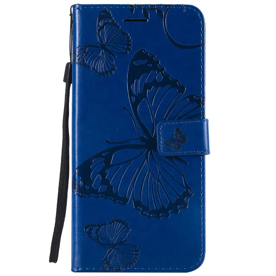 Blue Кожаный чехол для huawei Y5 Lite чехол для huawei Y5 Lite чехол DRA-LX5 Y5 3D Бабочка Флип-бумажник чехол для телефона - Цвет: Blue