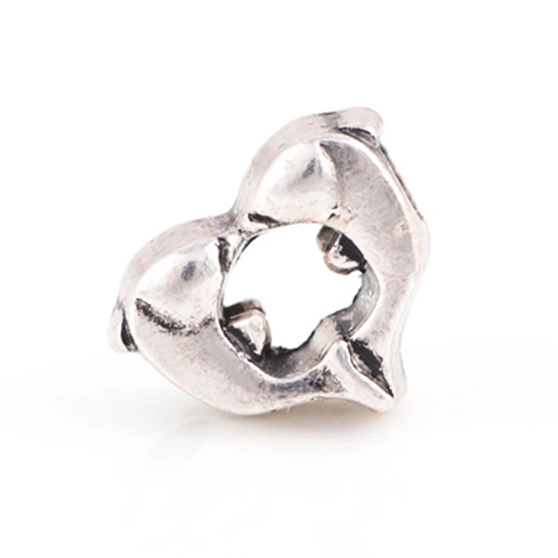 10 шт. в партии двойной Дельфин форме сердца сплав Античное серебряное покрытие