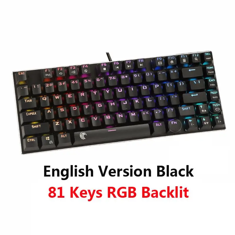 81RGB Backlit Black 81/87/104 ключей механическая клавиатура красный Цвета: коричневый, черный, синий переключатель Проводная игровая клавиатура светодиодный RGB подсветкой Anti-Ghosting для PC Gamer - Цвет: 81RGB Backlit Black