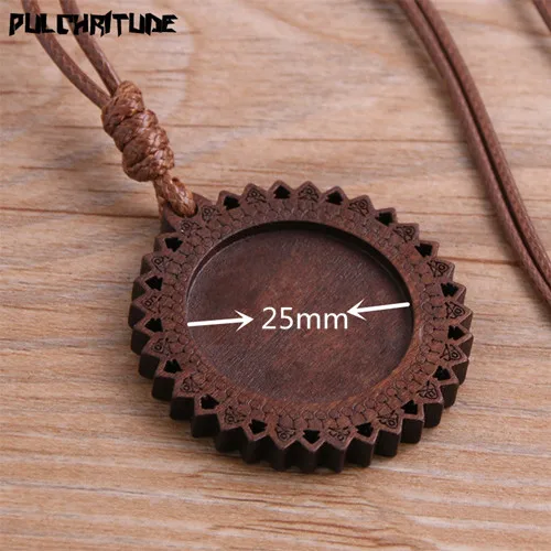8D136525mm PULCHRITUDE 2 шт. 25/30 мм, длинна по стельке дерево кабошоны принадлежности пустой камея Подвеска База лотки с кожаной шнура для изготовления ювелирных изделий - Цвет: 8D136525mm