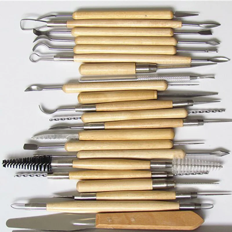 

FILBAKE 22 sets of wooden DIY shaping radium wire cutter Tao clay pottery clay tool belt canvas bag set cake decorating tools
