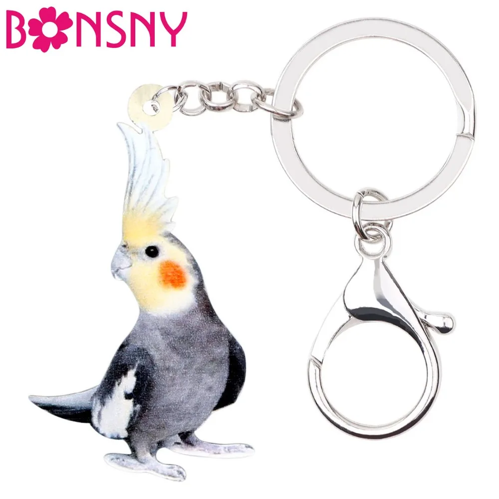 Bonsny акриловые гнездо для попугая птица ключ цепочки брелок модное Ювелирное Украшение с изображением животных, для Для женщин для подростковых школьницах бумажник подвесное украшение