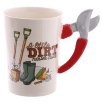 1piece gardener china mug secateur handle coffee tea beverage cup gardener mug gardening gift