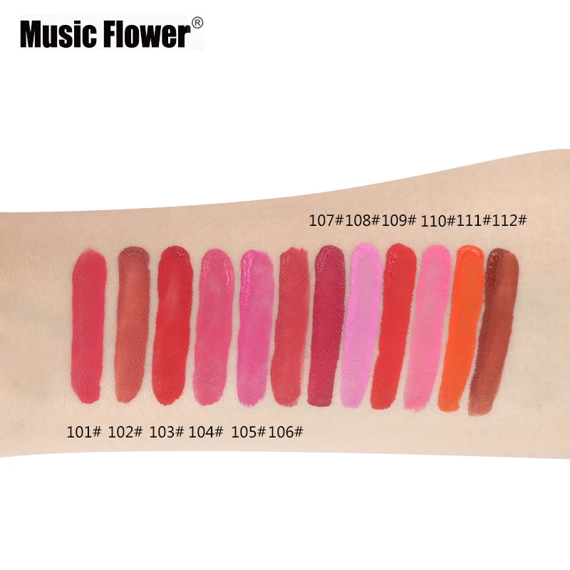 12 цветов жидкая губная помада Music Flower макияж матовый блеск для губ стойкий блеск для губ водонепроницаемый оттенок увлажняющая косметика