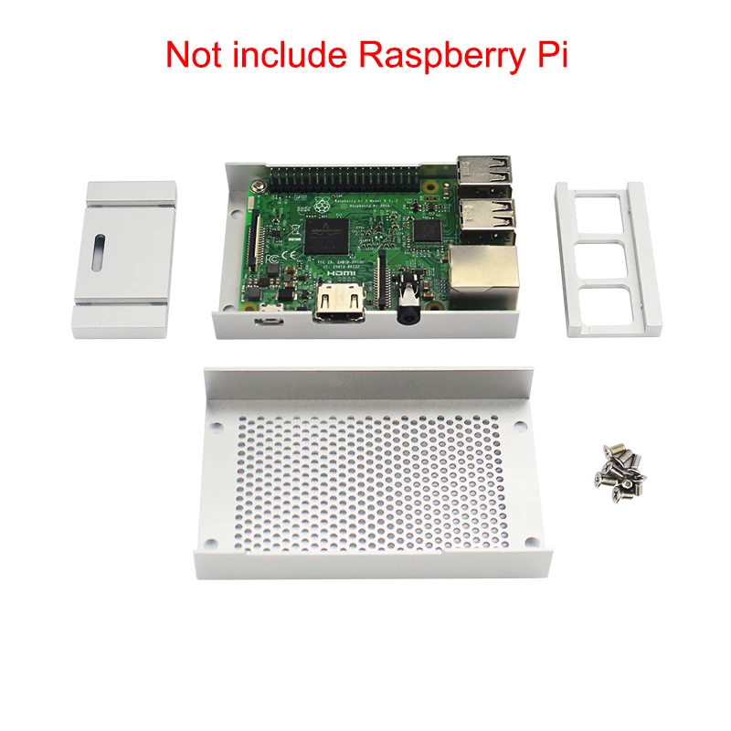 Металлический чехол для Raspberry Pi 3 серебристый с чехлом из алюминиевого сплава