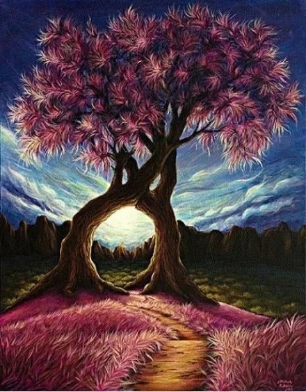 

Картина для вышивки крестиком с надписью «Love Tree»