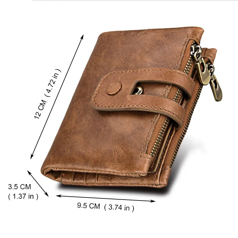 Портмоне мужское из натуральной кожи с RFID защитой и двойной молнией|leather wallet