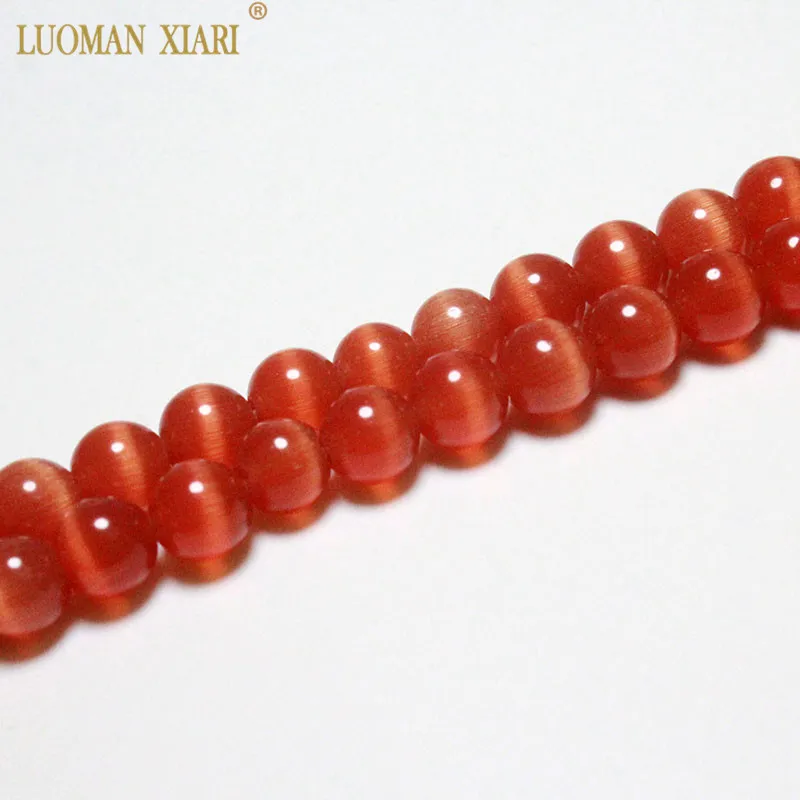 red Торговля ААА, белый, фиолетовый, розовый, цвета: черный, зеленый, солнцезащитные очки "кошачий глаз" круглые Натуральный камень бусины для самостоятельного изготовления ювелирных изделий браслет Цепочки и ожерелья 6/8/10 мм - Цвет: red