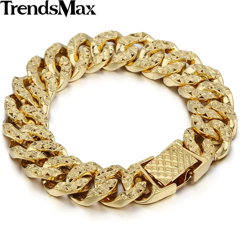Trendsmax 14 мм в ширину 19 см длинные женские Девушки Мода Блестящий Браслет большой
