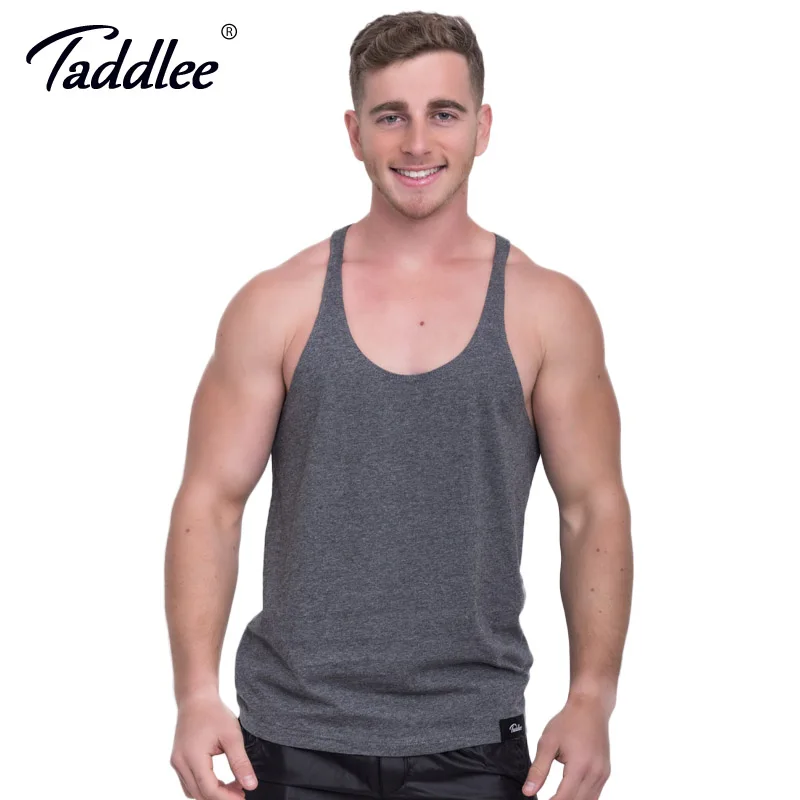 Мужская хлопковая майка Taddlee без рукавов|tank top tshirt|sleeveless singletfitness bodybuilding |