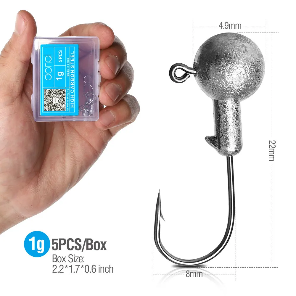 1g DONQL 5 шт./кор. Lead Jig Head рыболовный крючок 1-20 г кривошипно Jig Head крючок для карпа, приманки для рыбалки, мягкие, червь рыболовные снасти аксессуары - Цвет: 1g