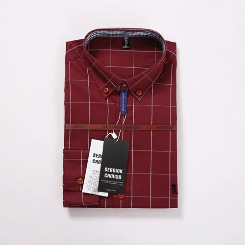 Dudalina Camisa социальной Masculina для мужчин рубашка вышивка логотип с длинным рукавом деловые рубашки в повседневном стиле известный бренд - Цвет: SK-1311RED