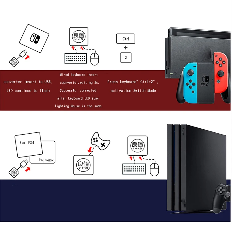 Для Nintendo S NS переключатель конвертер для Xbox One проводной переключатель клавиатуры и мыши для PS4 Pro Клавиатура конвертер адаптер конвертер USB концентратор