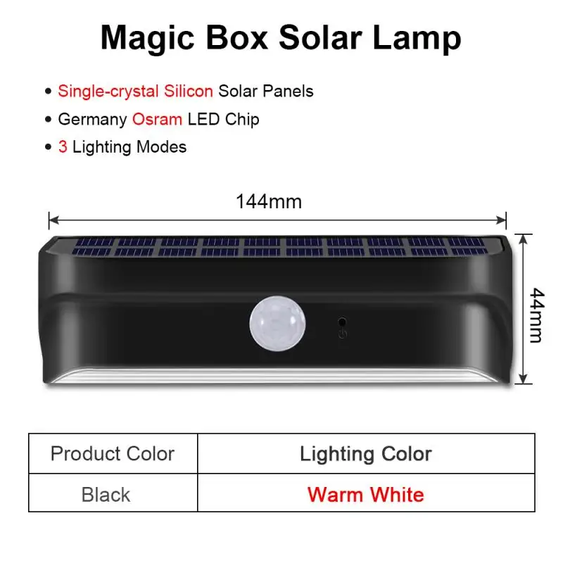 Black-Warm White CHIZAO открытый настенный светильник солнечной энергии PIR датчик движения IP65 Водонепроницаемый модный многоцветный энергосберегающий внутренний солнечный свет - Испускаемый цвет: Black-Warm White