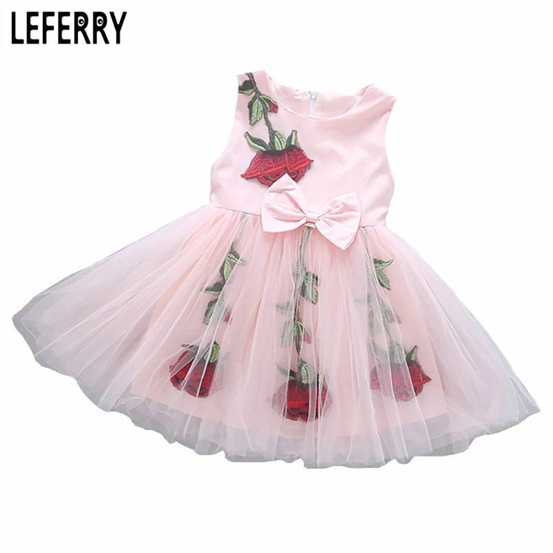 2020 Summer Girls Dresses Baby Clothing Floral Mesh Sleeveless Kids for Toddler Princess Dress New Fashion | Детская одежда и