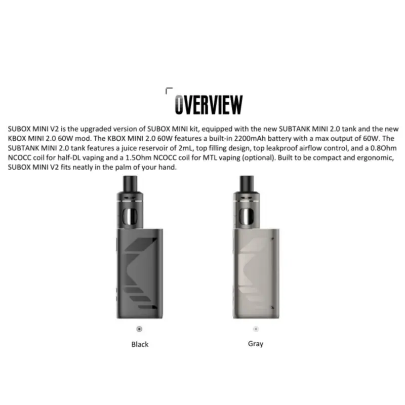 Оригинальный комплект электронной сигареты Kamry SUBOX MINI V2 испаритель мод бак 60 Вт