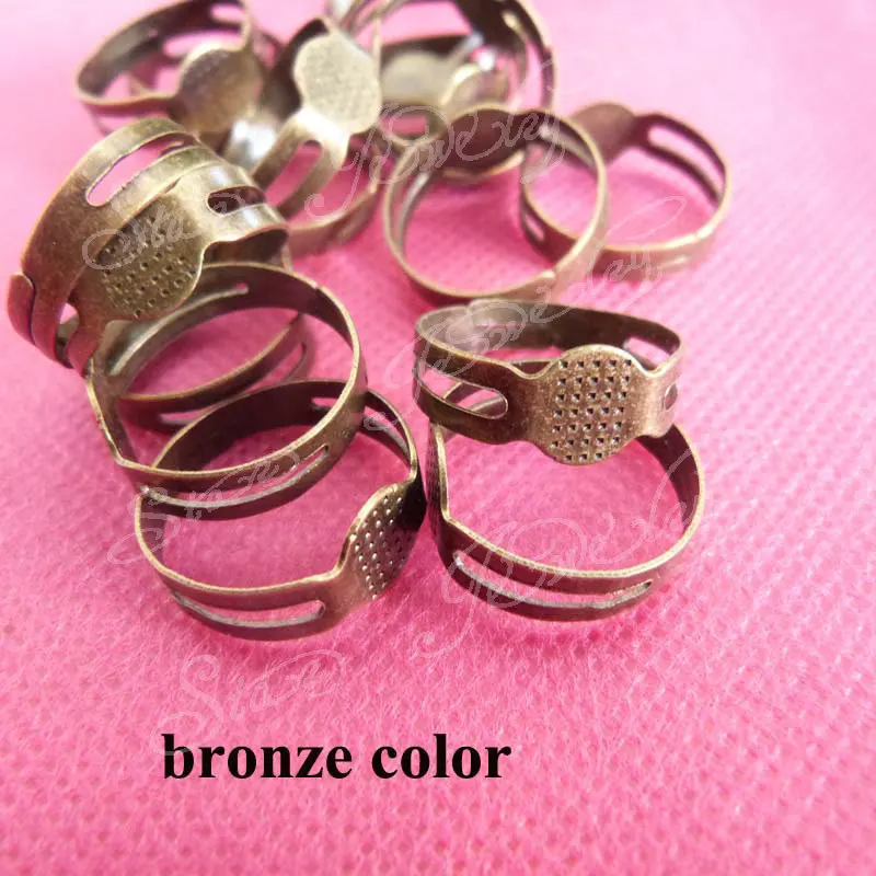 8mm flat pad adjustable ring base--100pcs/lot---gold/white k/bronze--- you can choose | Украшения и аксессуары