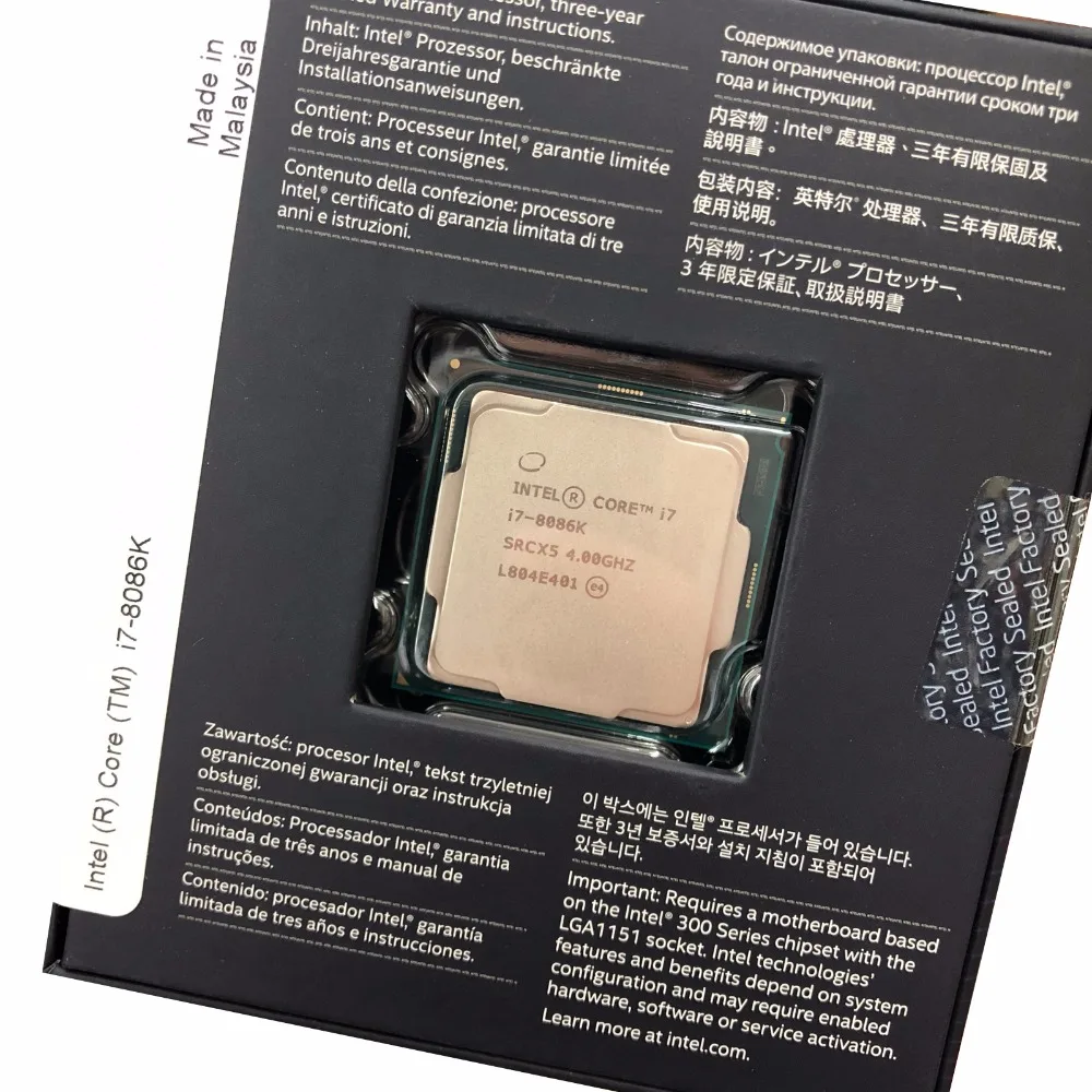 Оригинальная новая коробка процессор Intel Core 8 series i7 8086K 4 0 ГГц 12 м 6 ядер LGA1151