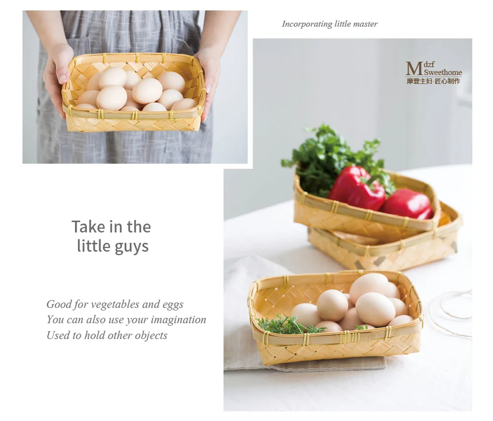 Бамбуковая ткань корзина круглый хлеб фруктовое яйцо для хранения овощей портативная кухонная корзинка для хранения