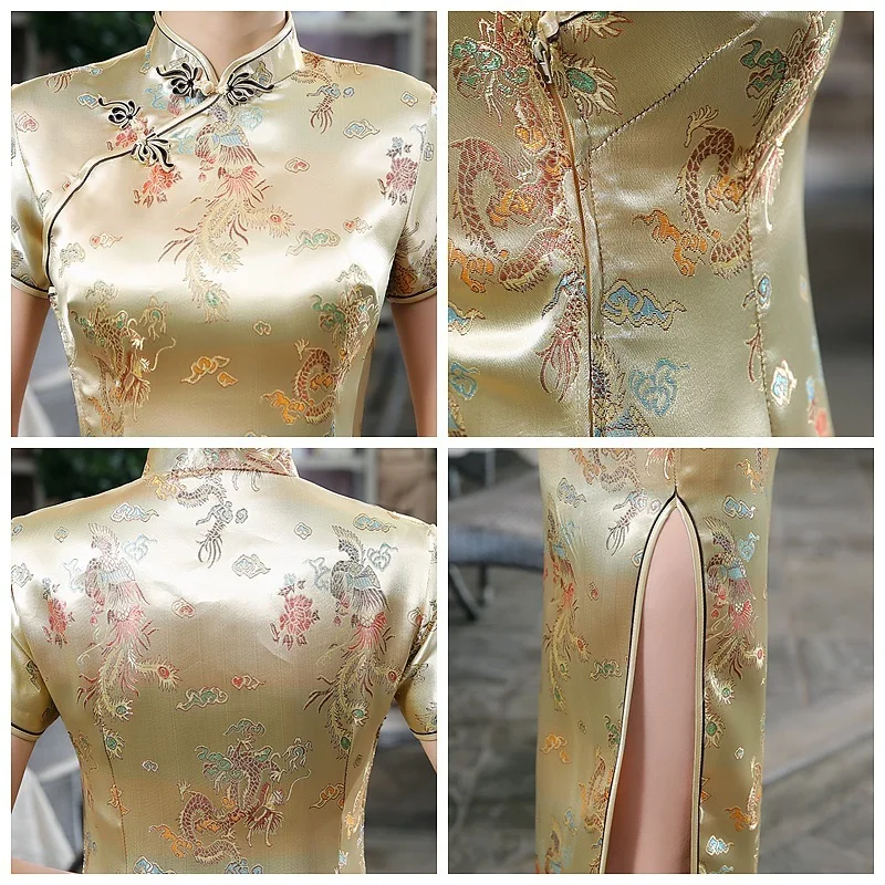 Церемониальные платья Cheongsam длинная консультация клиентская служба двери отеля Добро пожаловать работа Восточный одежда церемониальный халат Longue Femme