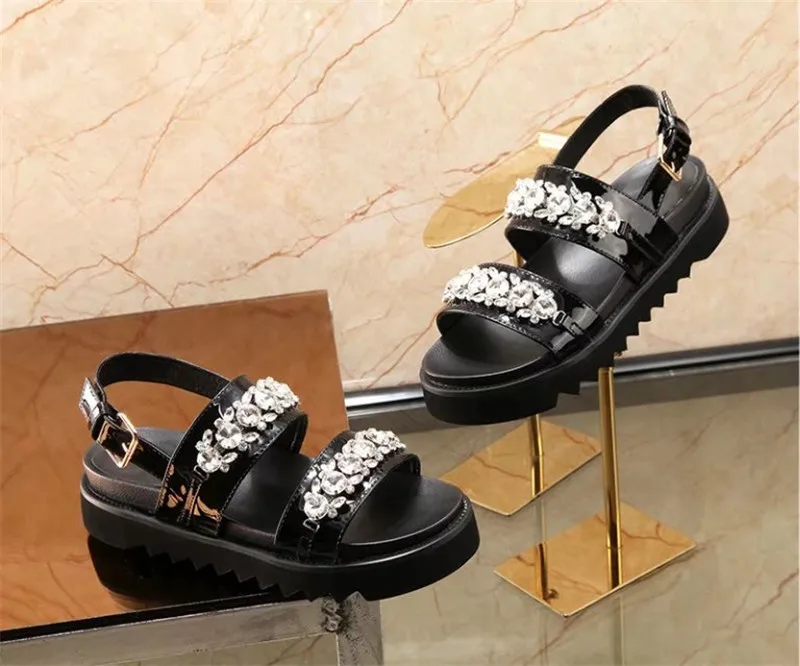 Rhinestone Women Platform Sandals Shoes Chains Summer Wedges Zapatos Mujer Crystal Wedding Brand Sapato Feminino Sandalias | Обувь