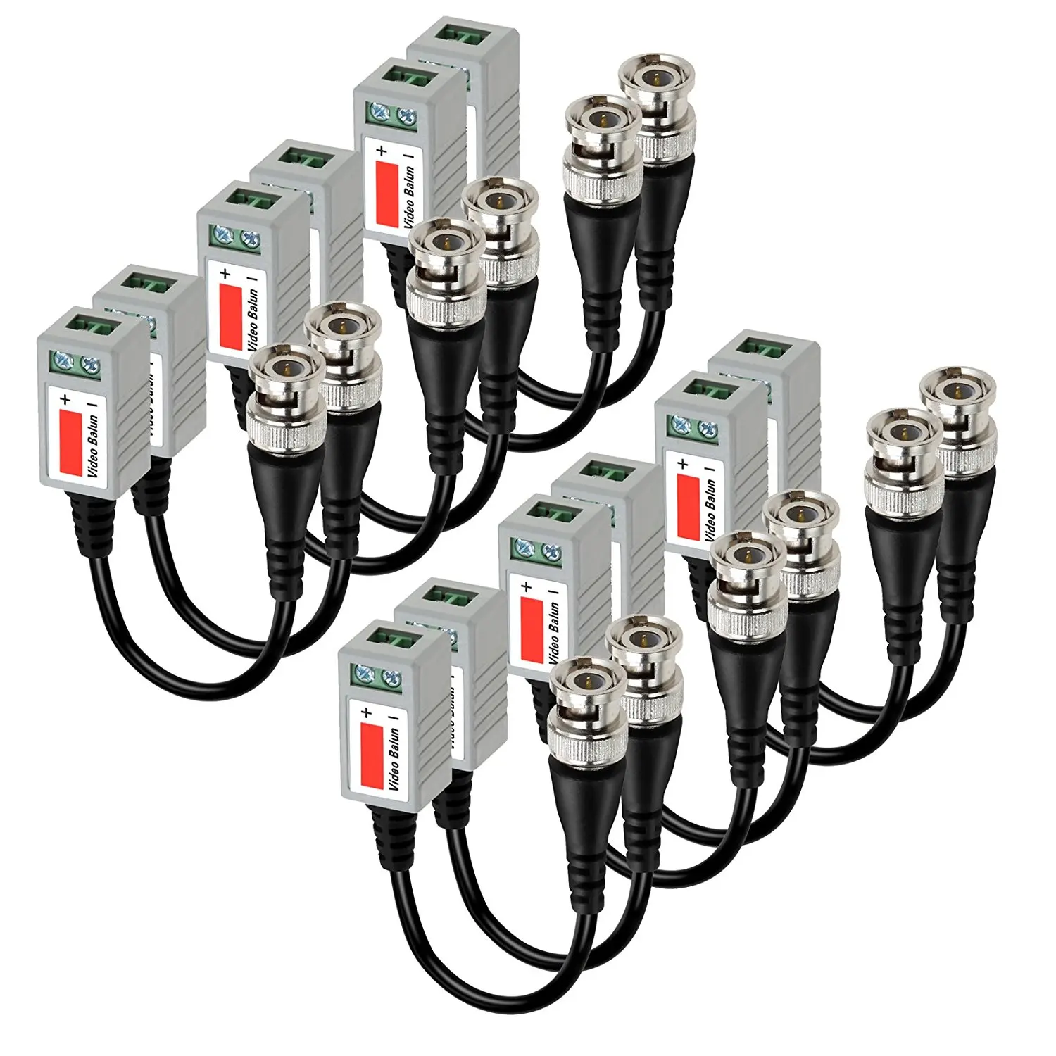 Coax CAT5 Camera CCTV Passive BNC Video Balun to UTP Transceiver Connector Twisted Cable (8Pairs 16pcs)
