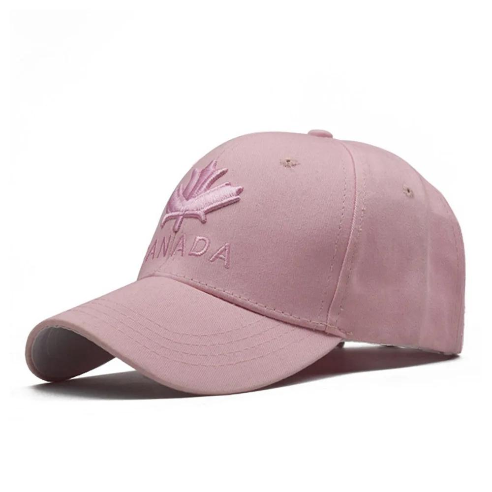 FS для мужчин и женщин Канадский кленовый лист бейсболка Snapback шапки для мужчин и женщин Вышивка Уличная шляпа папы костяная Кепка с металлической буквой - Цвет: Pink Baseball Cap