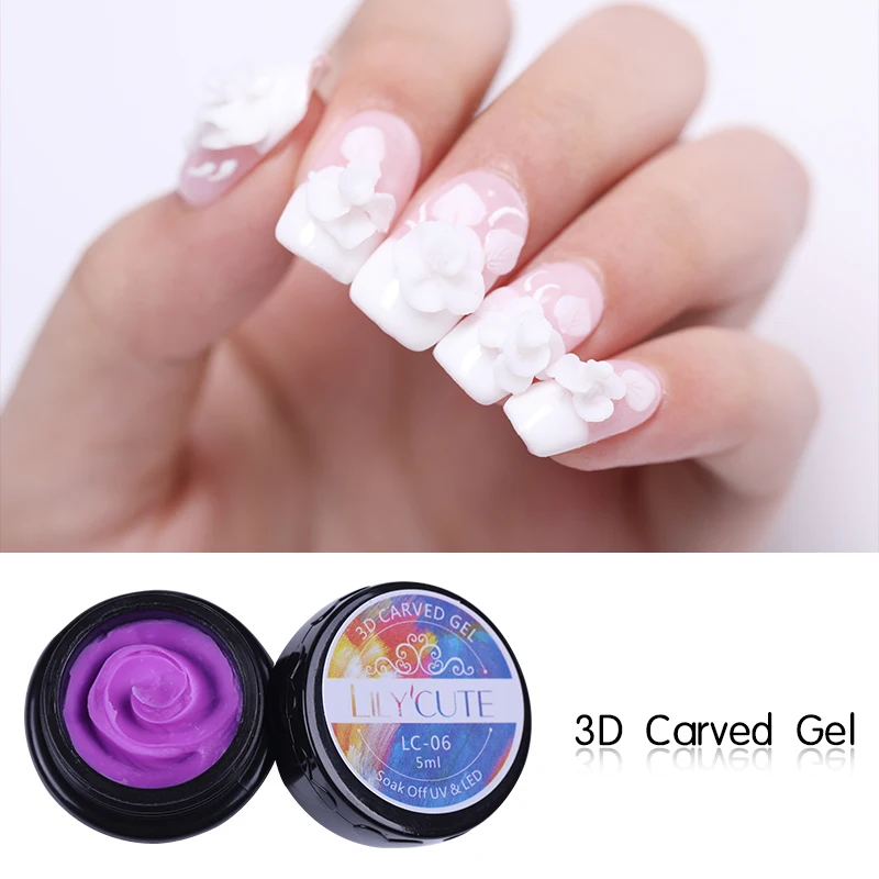 LILYCUTE 5 мл 3D резной Гель-лак впитывающийся УФ-гель лак для дизайна ногтей DIY резьба живопись маникюрные принадлежности
