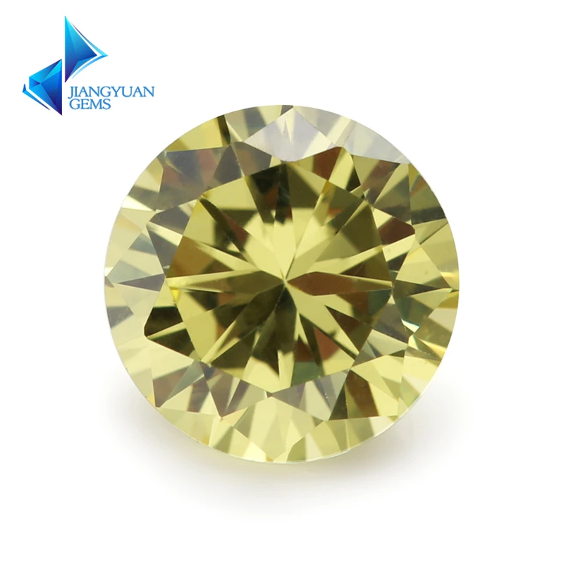 

3~16mm Olive Yellow AAAAA CZ Stone Brilliant Round Cut Cubic Zirconia For Sale