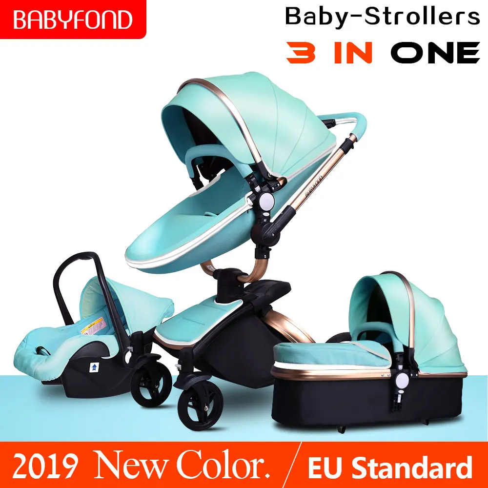 Babyfond Роскошная детская коляска 3 в 1 цвет Европейская коляска костюм для лежа и сиденья aulon