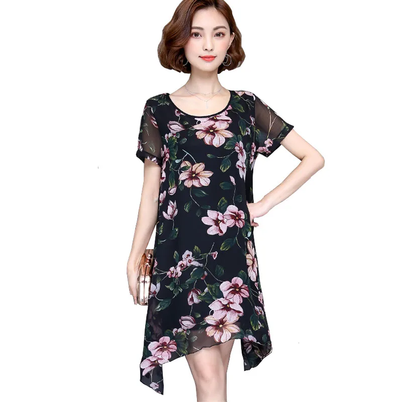 Женское шифоновое платье с цветочным принтом больших размеров 3xl 4xl 5xl летнее |