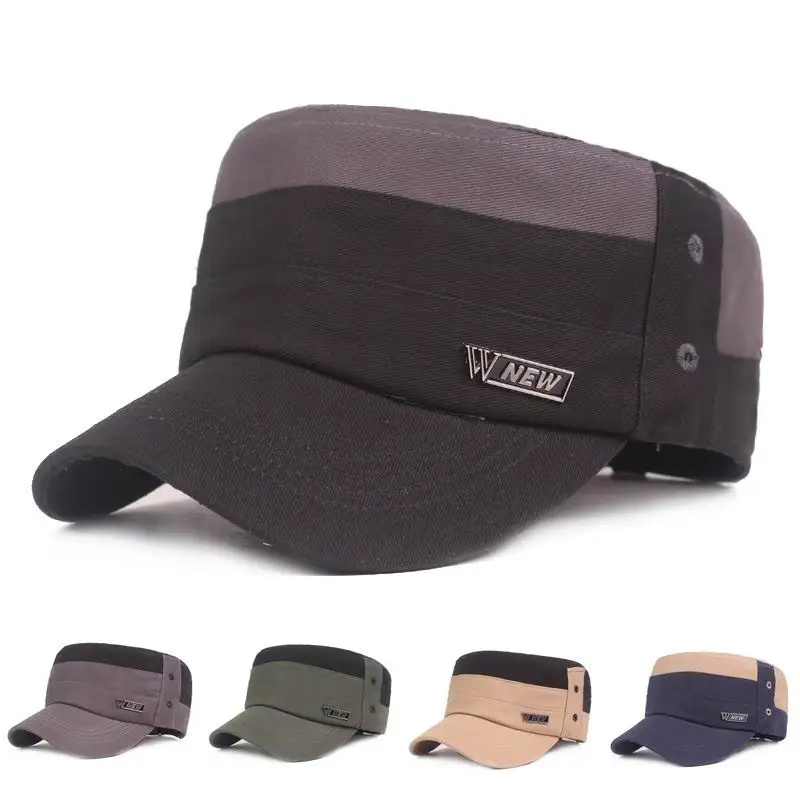 

Kagenmo Breathable Absorb Sweat Flat Top Mary Hat Outdoor Shade Sun Hat Sunscreen Cool Men Leisure Visor