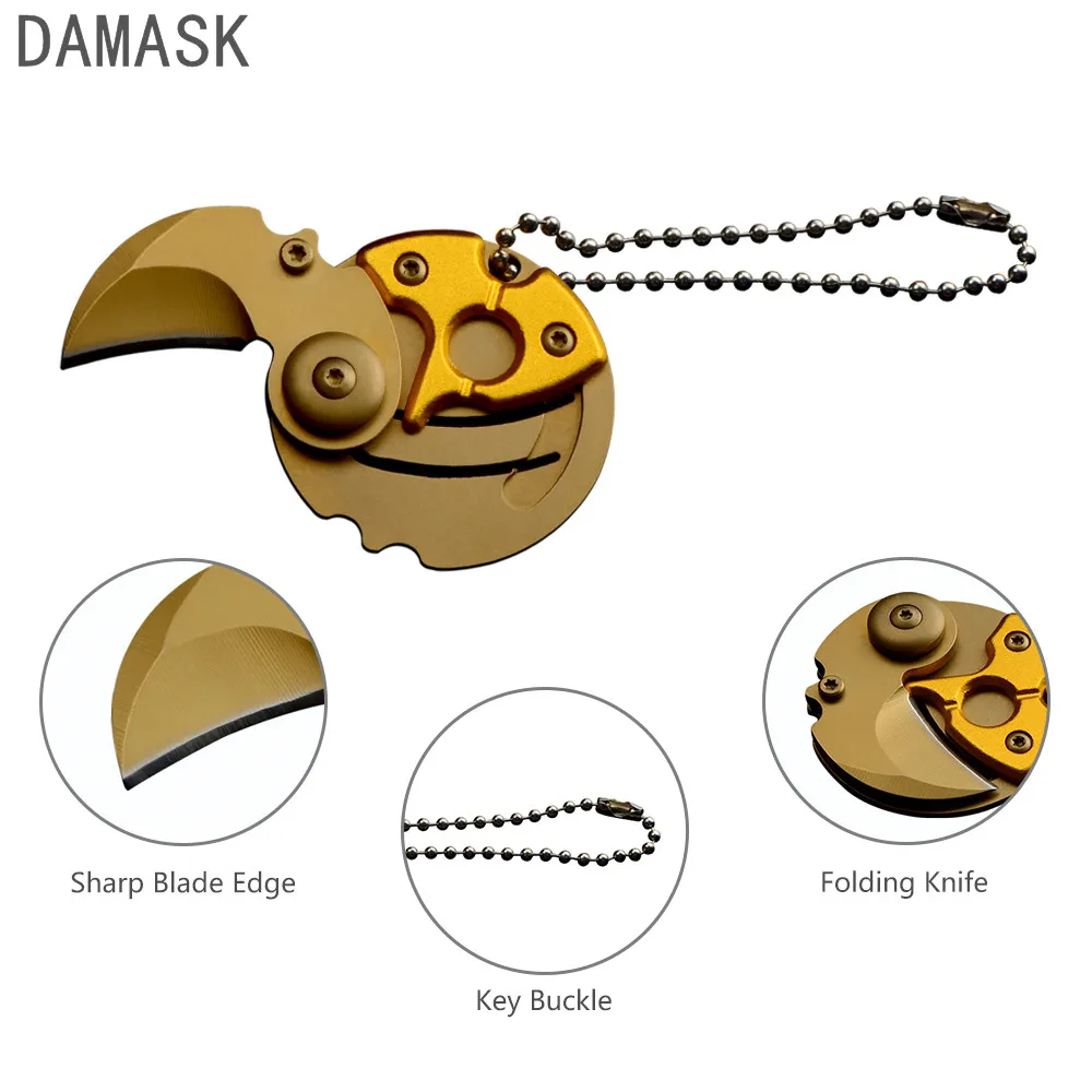 DAMASK брелок для ключей Монетный Нож EDC портативный карманный нож охоты выживания