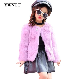 2017 Children Real Rabbit Fur Coat Kids Girls Winter Warm Fashion Candy Color Natural 100% Rabbit Fur Coat Jacket for Girls