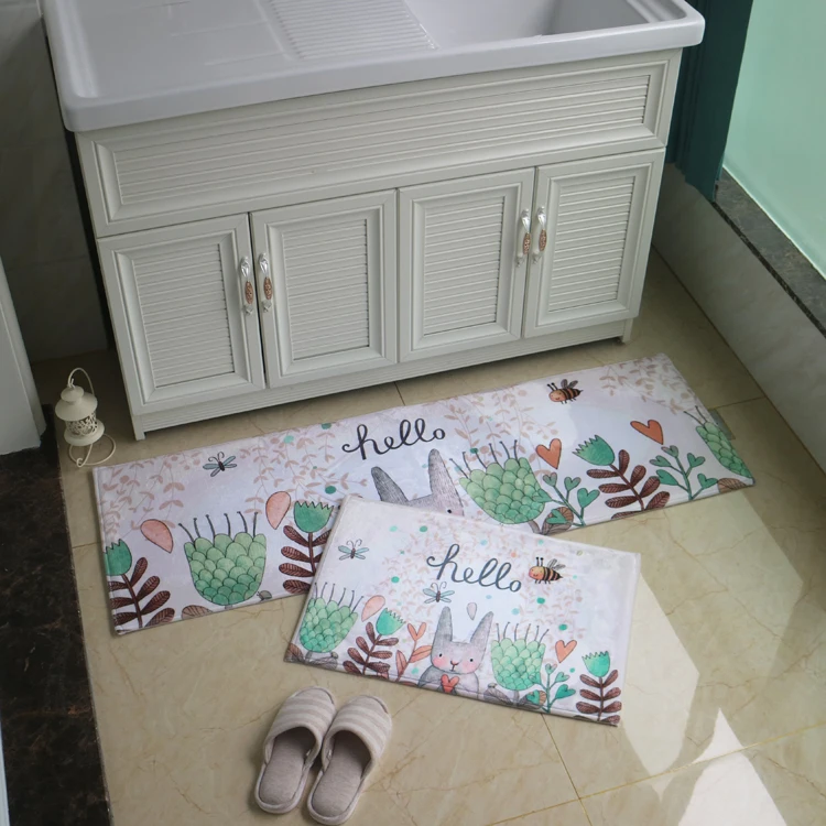 Offerte 50x80 + 50x120 Cm/set Verniciato Cucina Mat Anti-slip Bagno Carpet Casa Corridoio Zerbino Camera Da Letto Per Bambini Coperta Di Zona