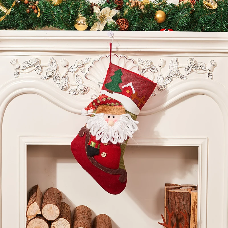 Рождественский Подарочный пакет для конфет реквизит украшения носков с