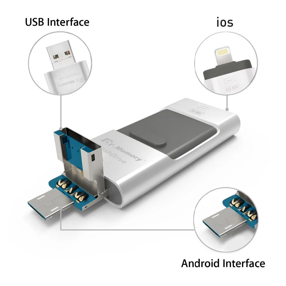 3в1 OTG USB флеш-диск, карта памяти для iPhone 6S 7 Plus, планшет, флешка, 4 ГБ, 8 ГБ, 16 ГБ, 32 ГБ, флешка для IOS, Android, мобильный телефон