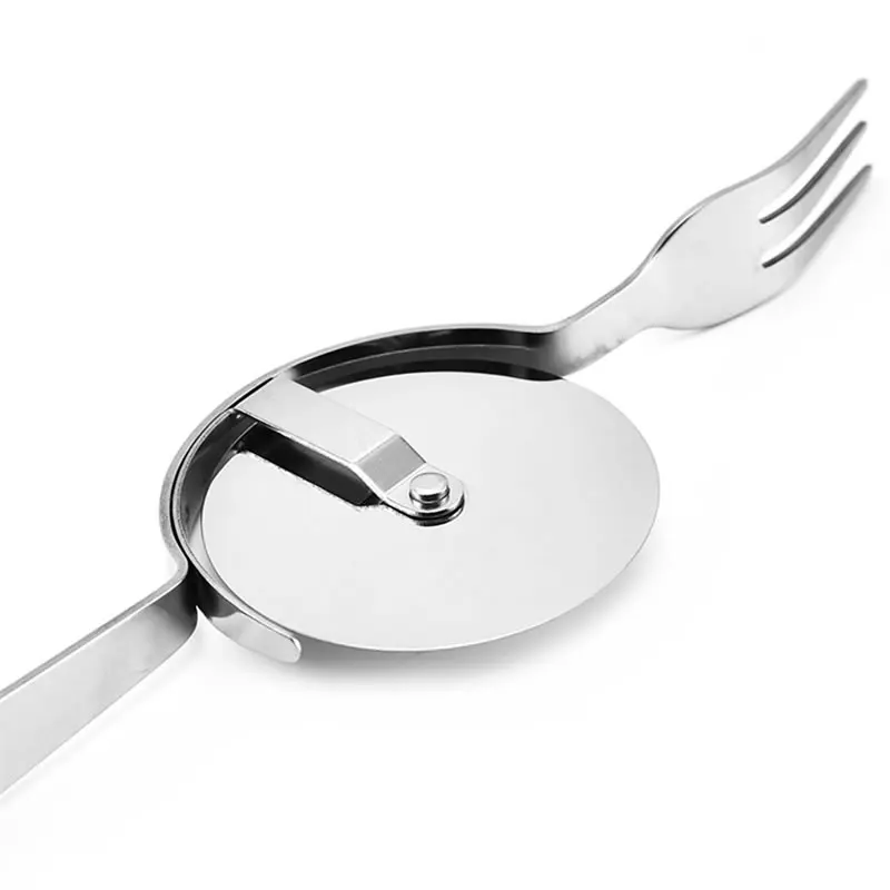 2 в 1 резак для пиццы колесо и вилка лопатка торта кухонная духовка скребок