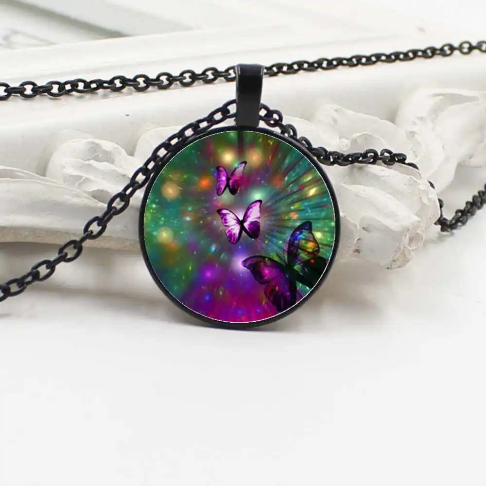 Тепло! Кулон в виде бабочки ожерелье корпус из твердого стекла Бабочка фото