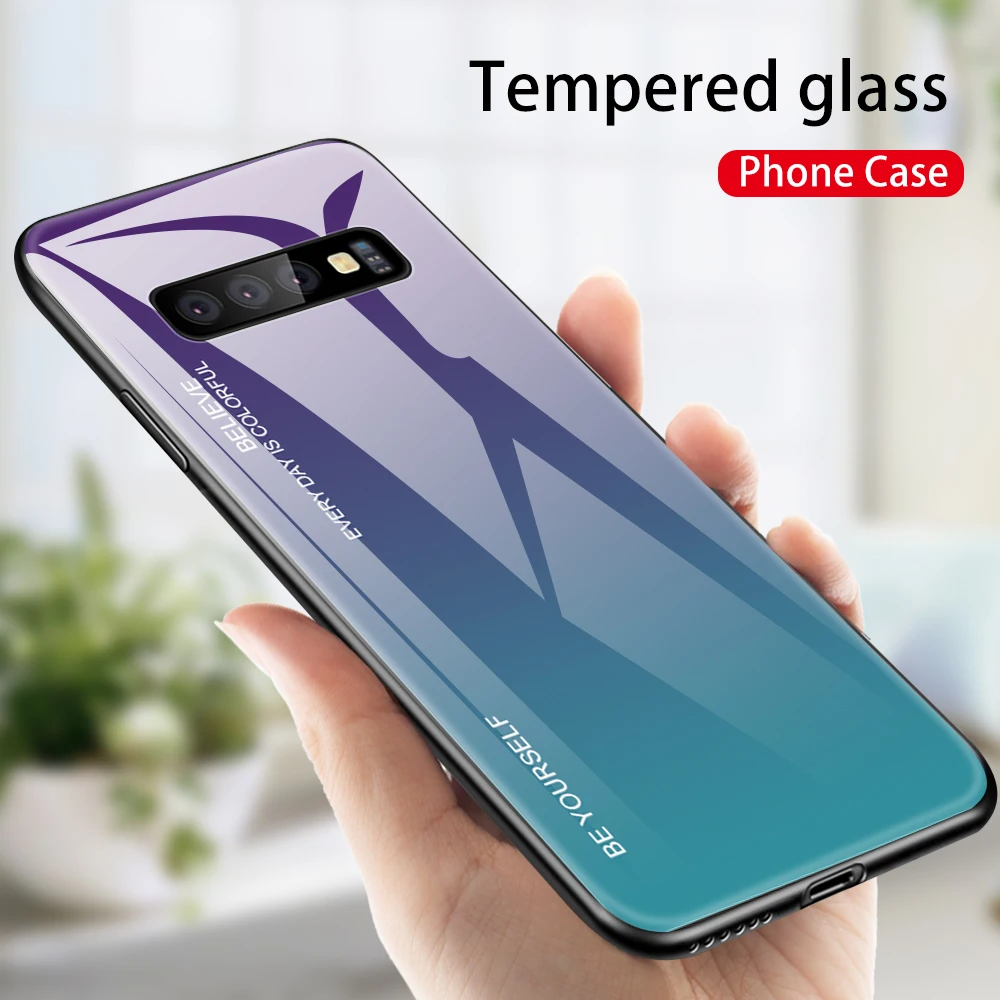Градиентный чехол Aurora для Samsung Galaxy S10 10S G973 G973F из закаленного стекла SM-G973F SM-G973FD
