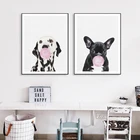 Симпатичная собака, современный французский бульдог, животные, плакат и далматинский холст, искусство на стену дома, украшение, Настенная Наклейка