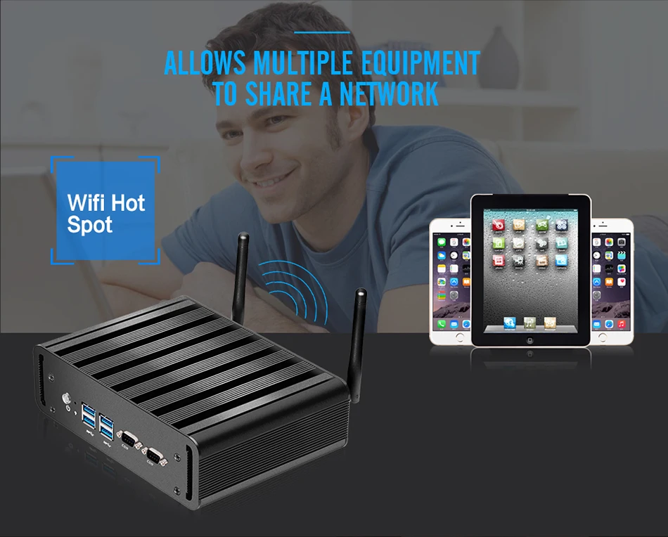 Промышленный Мини ПК Intel Core i7 5500U i5 5200U i3 5005U Dual NIC Gigabit Ethernet 2* RS232 HDMI VGA 4* USB 3,0 WiFi Windows Linux