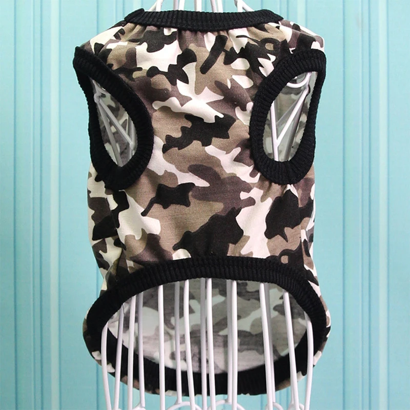 Футболка для собак и кошек одежда жилеты хлопковая щенка камуфляж четыре цвета