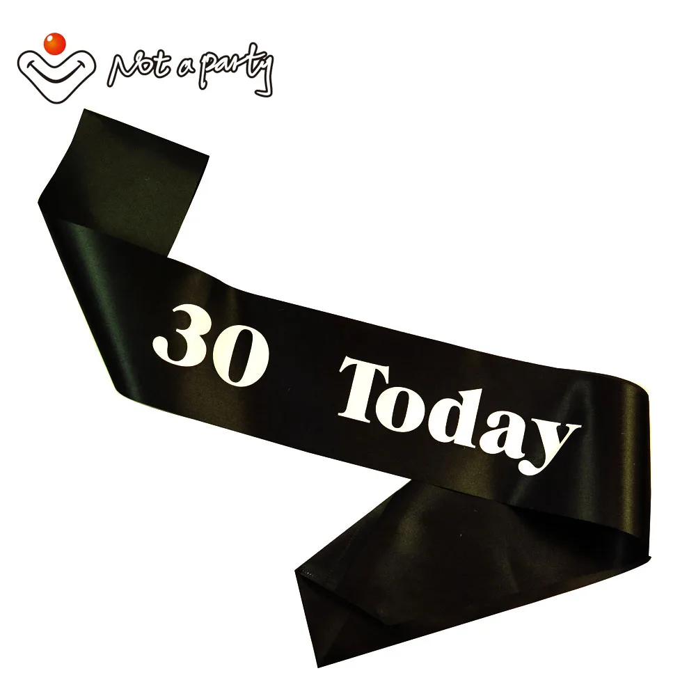 Blackround30today Ретро черная лента принцесса Пояс день рождения ленточки для девочек женщин мужчин взрослых праздновать возраст 18 21 30 40 50 вечерние принадлежности для девочек - Цвет: Blackround30today