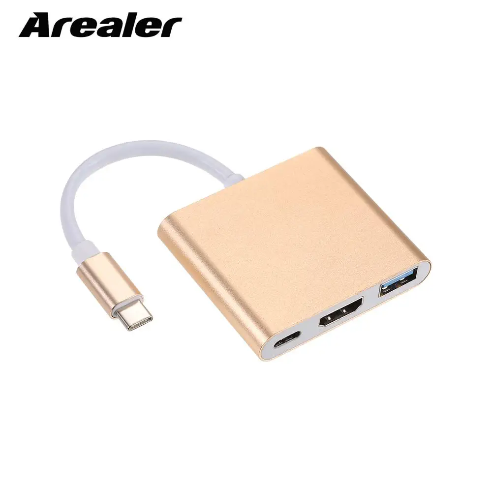 USB 3,1 Тип с разъемами типа C и USB 3,0/HD/Тип-C концентратор USB-C 3-в-1 адаптер ключ подставка с зарядным устройством для Macbook Pro, Dell XPS 13