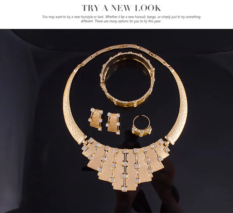 Модный комплект украшений для женщин золотого цвета ожерелье с бусинами серьги