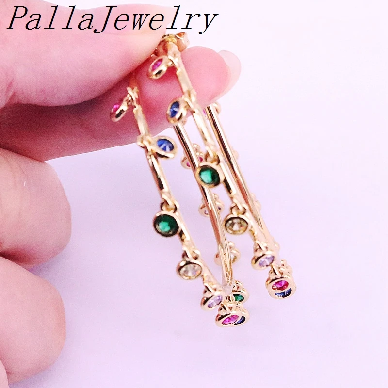 4 пары радужных циркониевых микро проложить круг золотого цвета серьги гвоздики